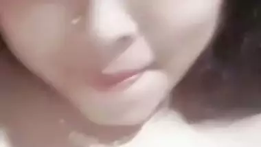 Cute smiling face girl naked on video call to lover