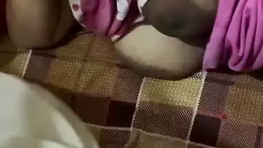 Son masturbating before mom with her big boobs shown