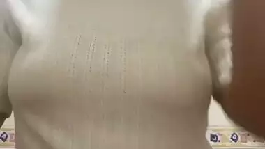 Tanker maal stripping bra and showing huge boobs