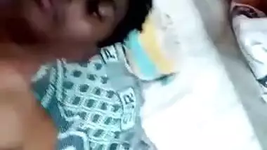 Amateur video of the Indian man kissing wife's tits before sex