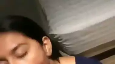 Cock hungry Mumbai babe sucks a dick and licks cum