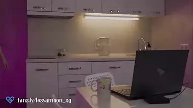 Hottie wants pizza with a big banana. Dirty slobbery blowjob and hard sex with a delivery guy.