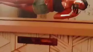 Chubby girl wears bra and new dresses before nude