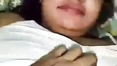 Lover presses his sleeping GF’s big boobs