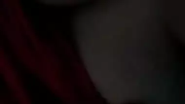 Desi woman hides under the blanket to show XXX tits on video call