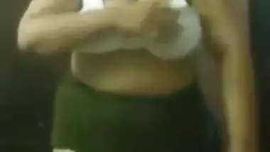 Desi beauty with hairy XXX cunt takes her sex tits to light too